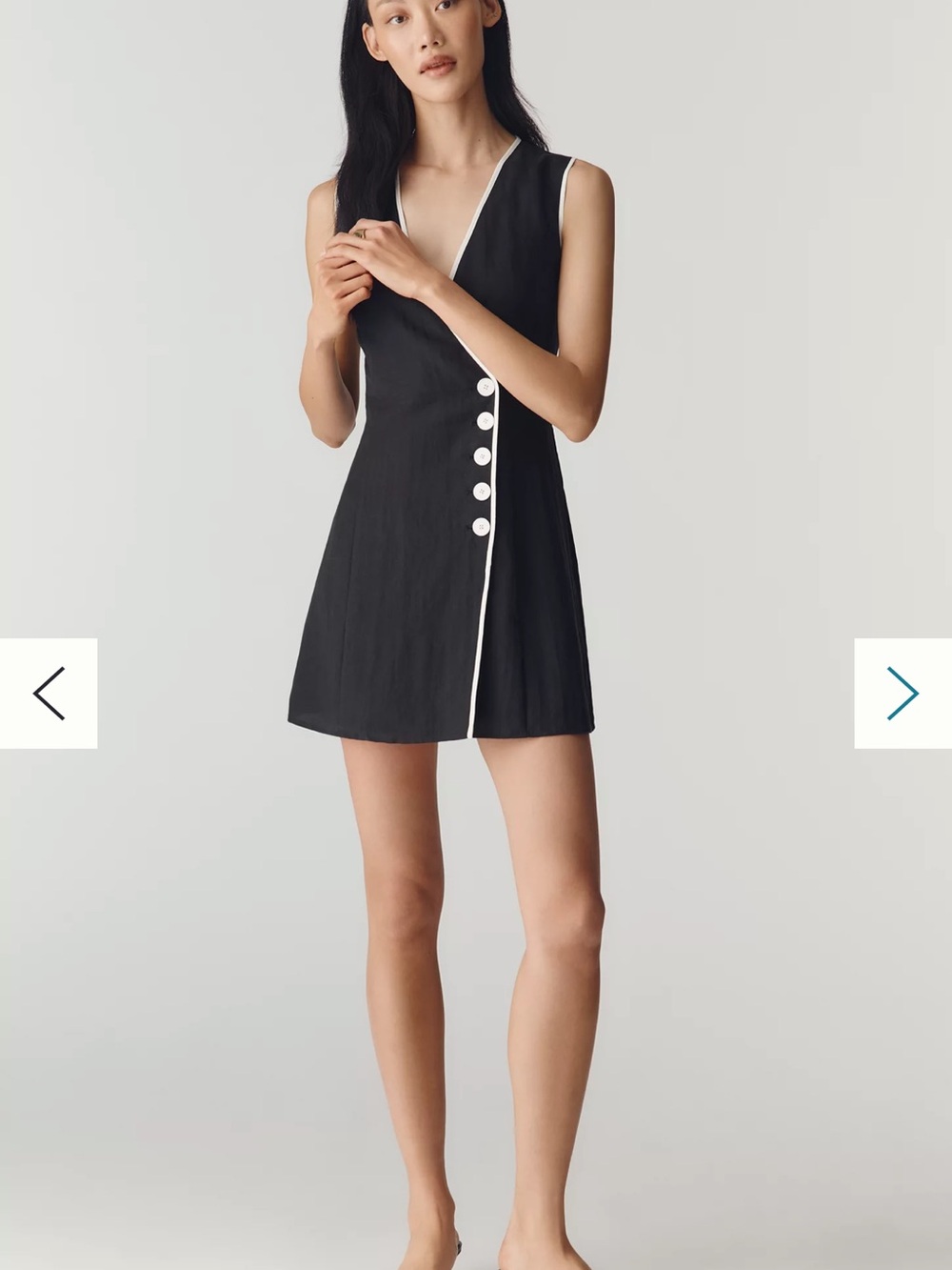 Mare Mare Linen Asymmetric Button Mini Dress